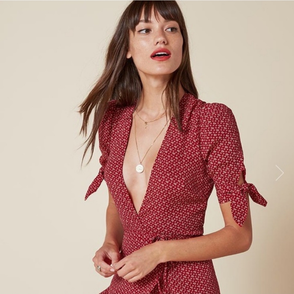 Reformation Royce Red Jasmine Wrap Midi Dress XS - Picture 4 of 8